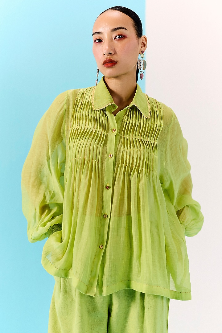 Fresh Green Organic Fabric Co-Ord Set by Uri by Mrunalini Rao at Pernia's Pop Up Shop