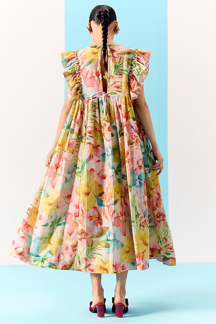 Multi-Colored Organic Fabric Vacation Dress by Uri by Mrunalini Rao at Pernia's Pop Up Shop