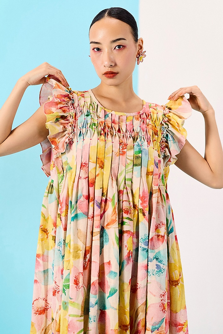 Multi-Colored Organic Fabric Vacation Dress by Uri by Mrunalini Rao at Pernia's Pop Up Shop