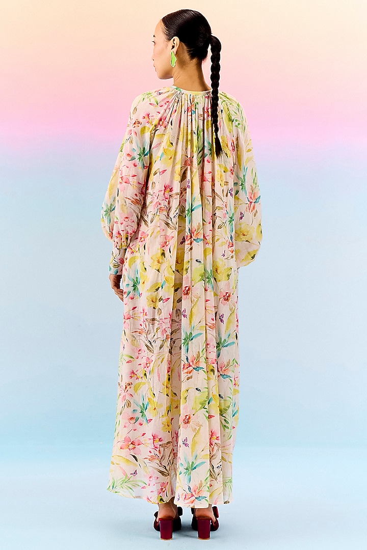 Multi-Colored Organic Fabric Printed Maxi Vacation Dress With Slip by Uri by Mrunalini Rao at Pernia's Pop Up Shop