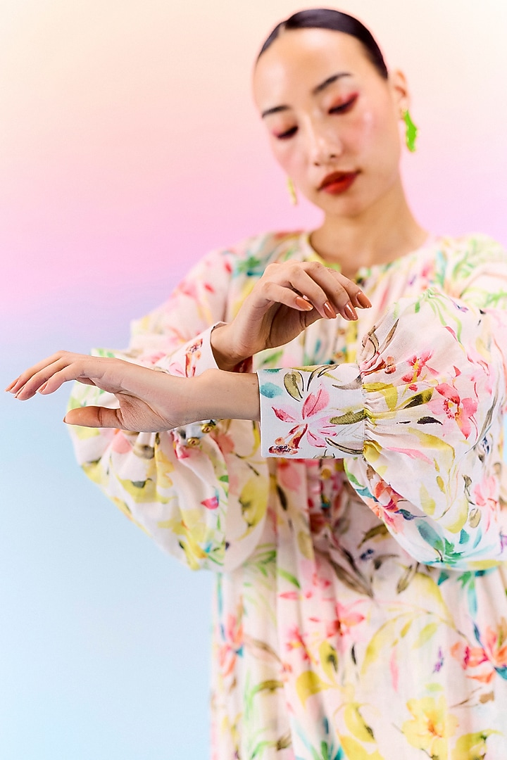 Multi-Colored Organic Fabric Printed Maxi Vacation Dress With Slip by Uri by Mrunalini Rao at Pernia's Pop Up Shop