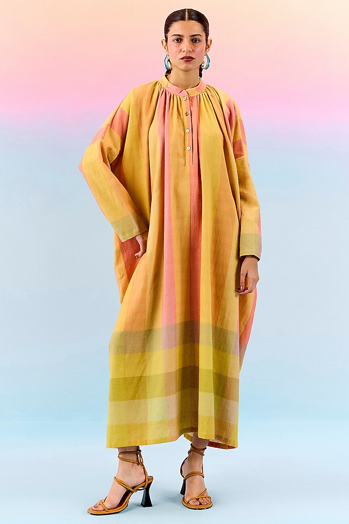 Multi-Colored Organic Fabric Striped Shirt Vacation Dress by Uri by Mrunalini Rao at Pernia's Pop Up Shop