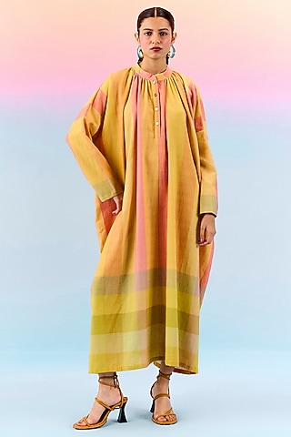 Multi-Colored Organic Fabric Striped Shirt Dress by Uri by Mrunalini Rao