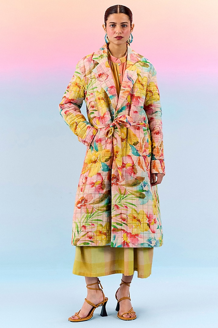 Multi-Colored Organic Fabric Quilted Overcoat by Uri by Mrunalini Rao at Pernia's Pop Up Shop