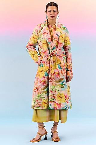 Multi-Colored Organic Fabric Quilted Overcoat by Uri by Mrunalini Rao