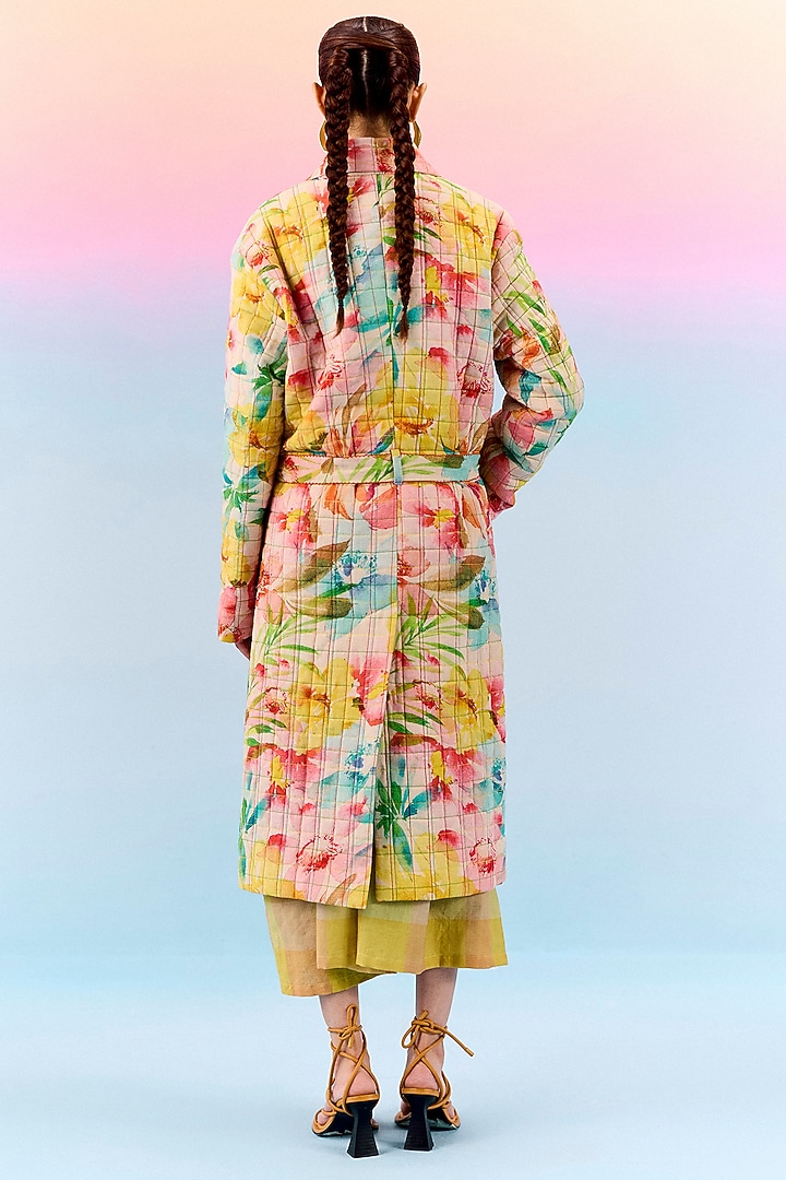 Multi-Colored Organic Fabric Quilted Overcoat by Uri by Mrunalini Rao at Pernia's Pop Up Shop