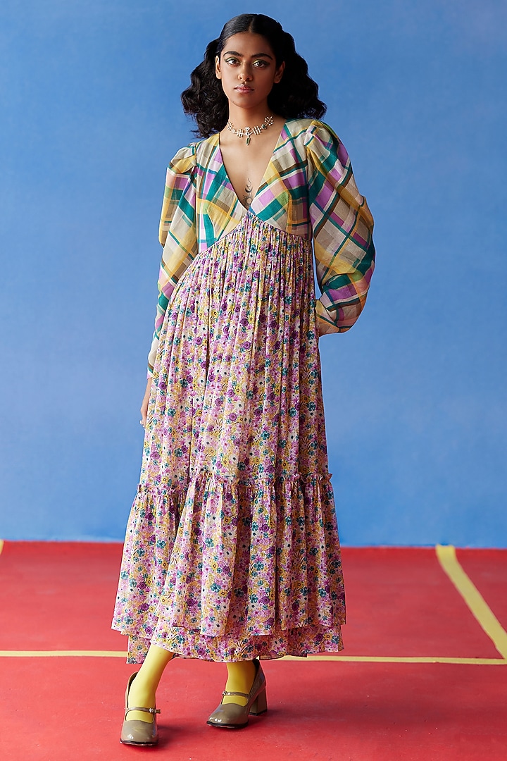 Turquoise Organic Fabric Layered Midi Vacation Dress
by Uri by Mrunalini Rao at Pernia's Pop Up Shop