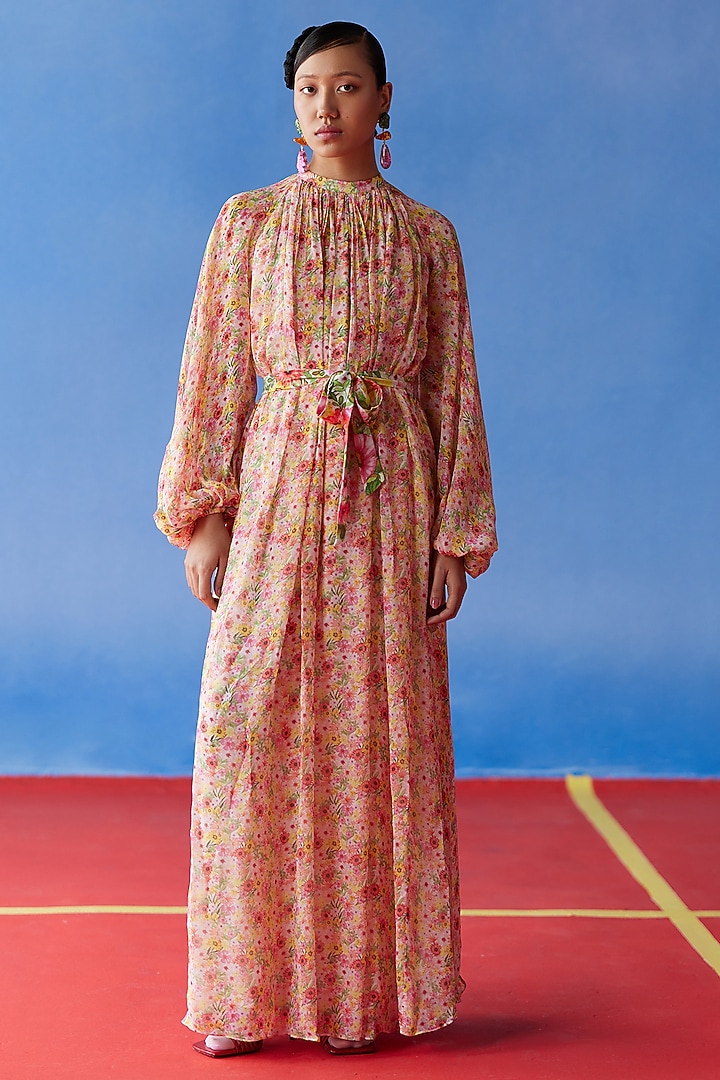 Multi-Colored Organic Fabric Maxi Vacation Dress by Uri by Mrunalini Rao at Pernia's Pop Up Shop