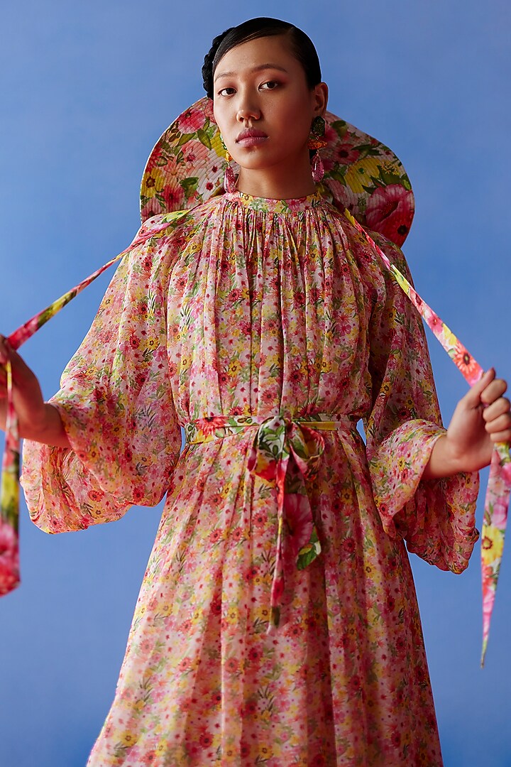 Multi-Colored Organic Fabric Maxi Vacation Dress by Uri by Mrunalini Rao at Pernia's Pop Up Shop