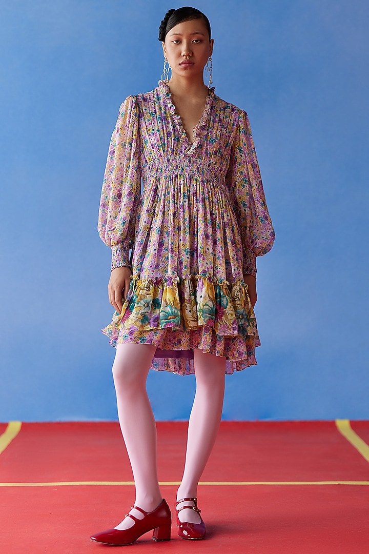 Turquoise Organic Fabric Mini Summer Dress by Uri by Mrunalini Rao at Pernia's Pop Up Shop