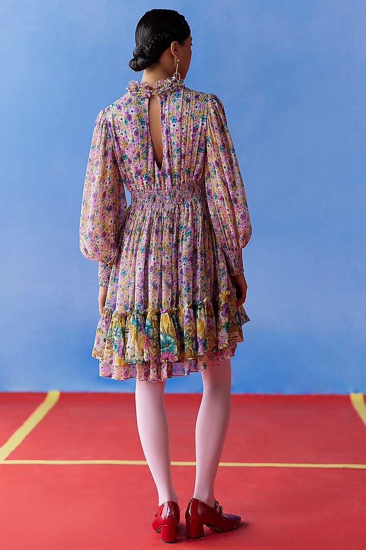 Turquoise Organic Fabric Mini Summer Dress by Uri by Mrunalini Rao at Pernia's Pop Up Shop