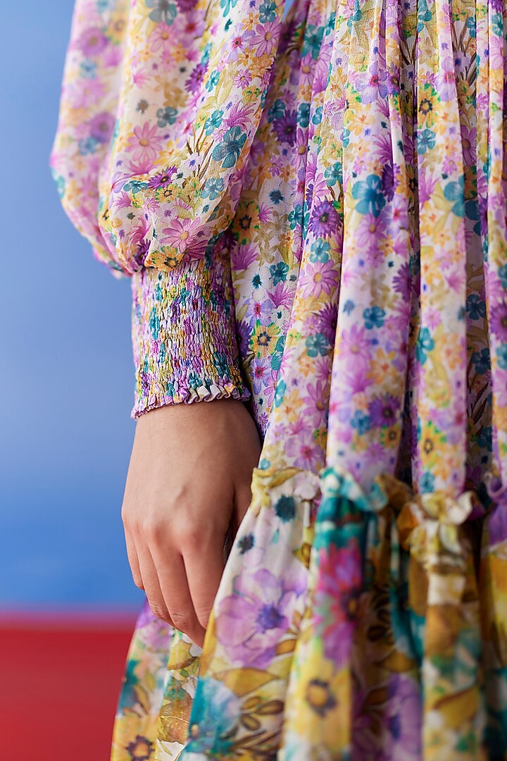 Turquoise Organic Fabric Mini Summer Dress by Uri by Mrunalini Rao at Pernia's Pop Up Shop