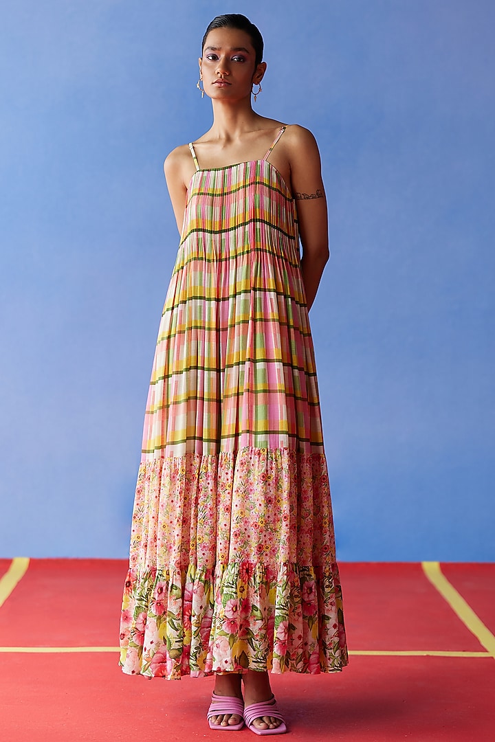 Multi-Colored Organic Fabric Maxi Dress by Uri by Mrunalini Rao