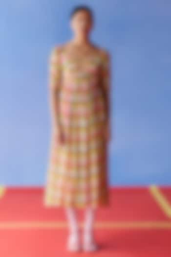 Multi-Colored Organic Fabric Midi Dress by Uri by Mrunalini Rao
