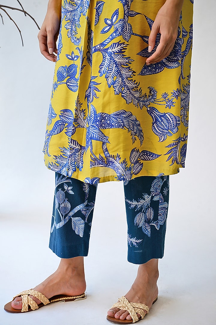 Ochre & Blue Printed Tunic by Umbar By Payal Pratap at Pernia's Pop Up Shop