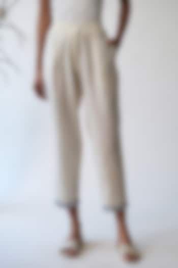 Beige Embroidered Pants by Umbar By Payal Pratap