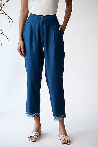 Blue Embroidered Pants by Umbar By Payal Pratap