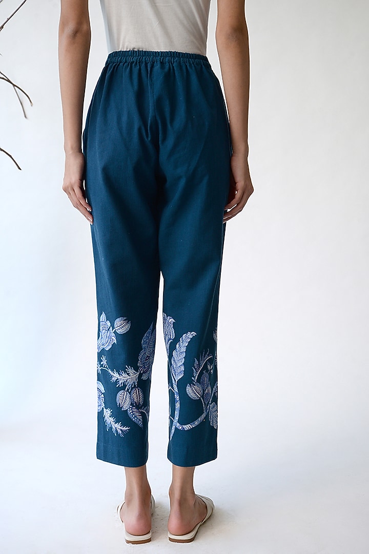 Indigo Blue Printed Pants by Umbar By Payal Pratap at Pernia's Pop Up Shop
