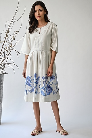 White Printed Dress by Umbar By Payal Pratap