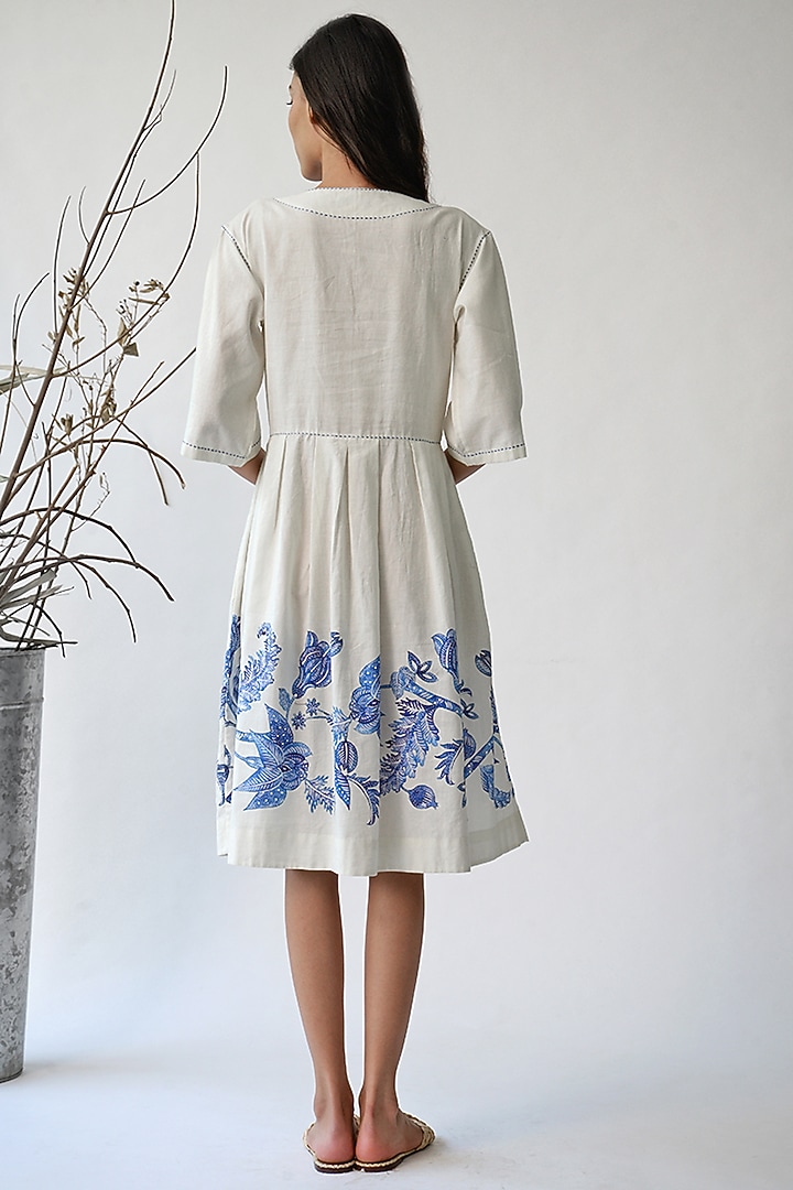 White Printed Summer Dress by Umbar By Payal Pratap at Pernia's Pop Up Shop