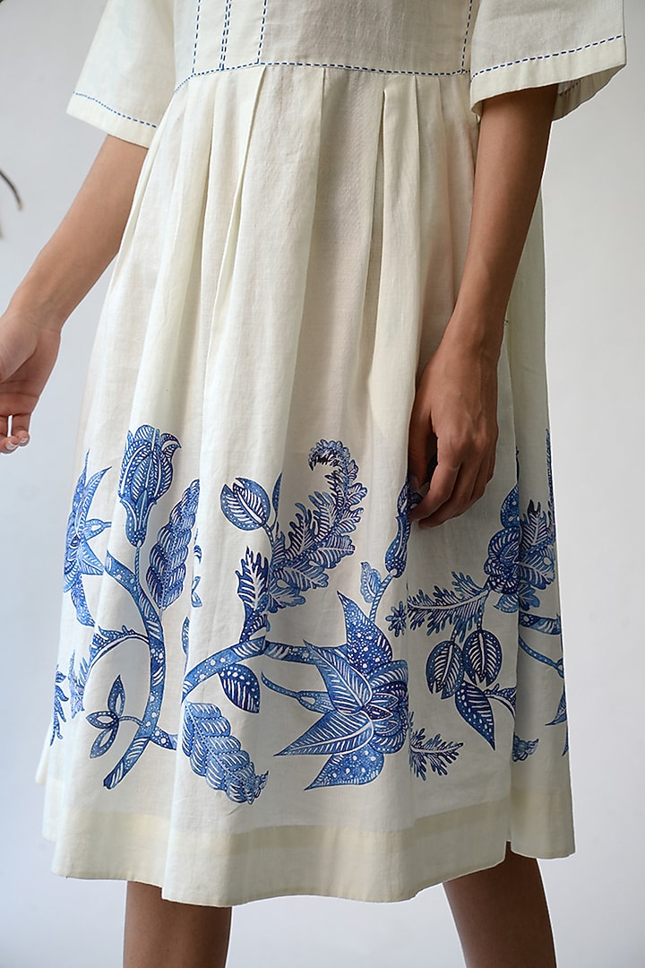 White Printed Summer Dress by Umbar By Payal Pratap at Pernia's Pop Up Shop