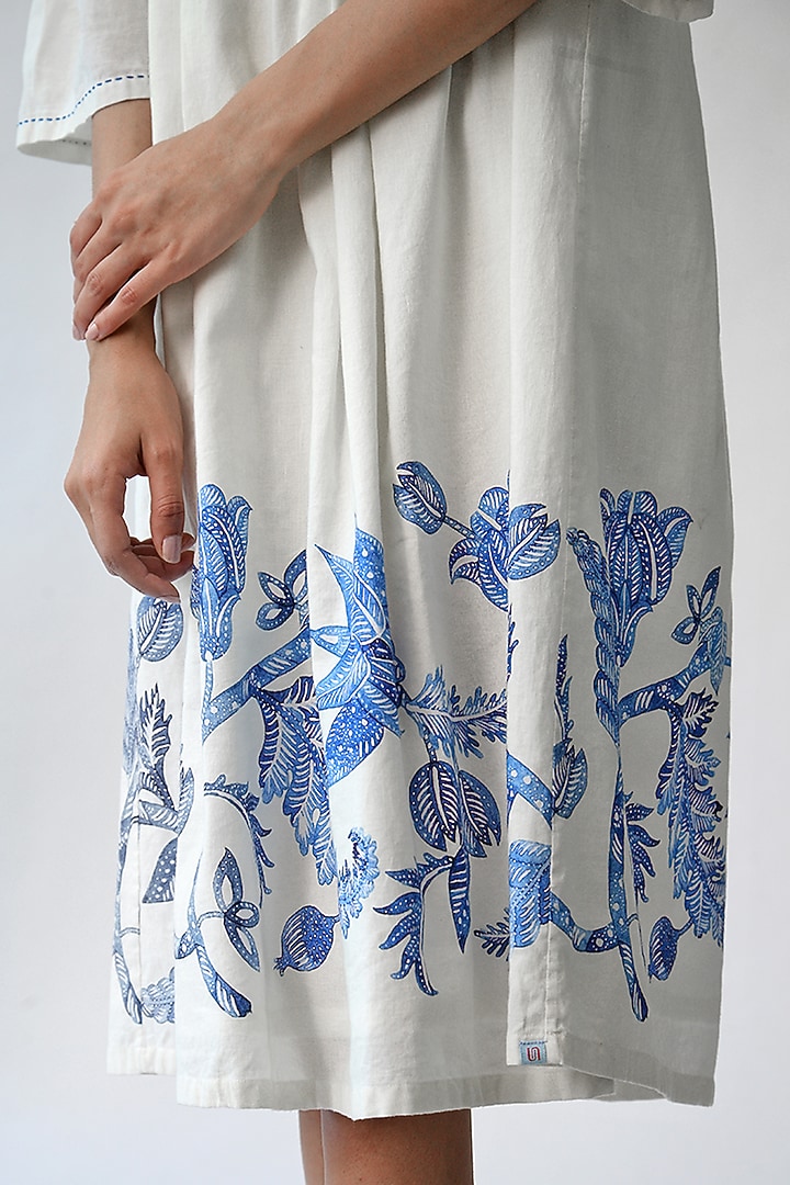 White Printed Cotton Summer Dress by Umbar By Payal Pratap at Pernia's Pop Up Shop