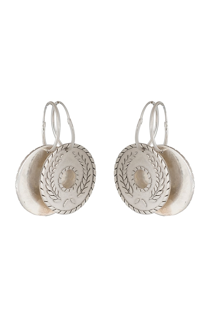 White Finish Wreath Hoop Earrings In Sterling Silver by URBANZAVERI at Pernia's Pop Up Shop