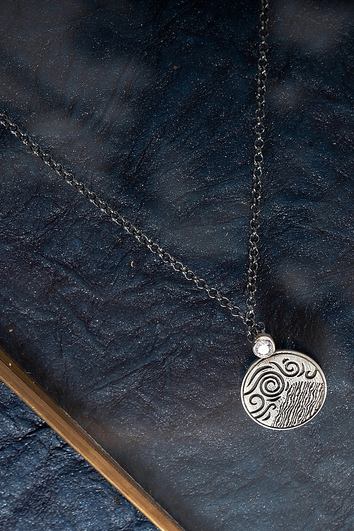 Two-Tone Finish Zircon Necklace In Sterling Silver by URBANZAVERI