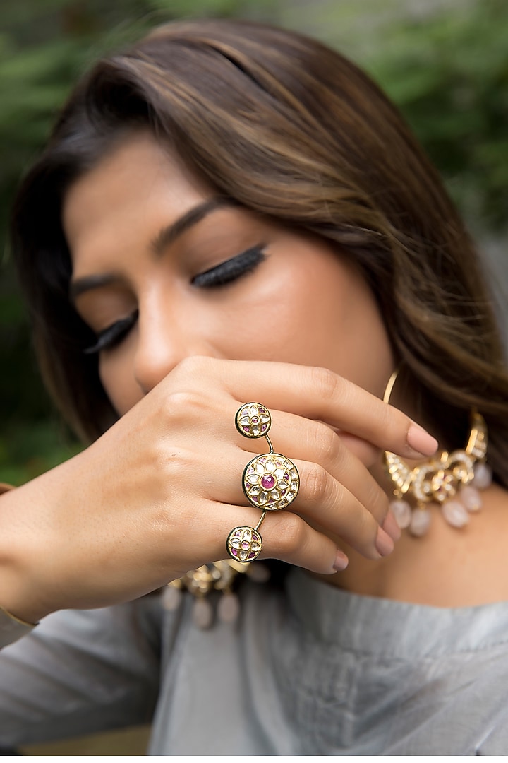 14kt Yellow Gold 24kt Natural Ruby & Polki Ring by UNCUT, by Aditi Amin at Pernia's Pop Up Shop