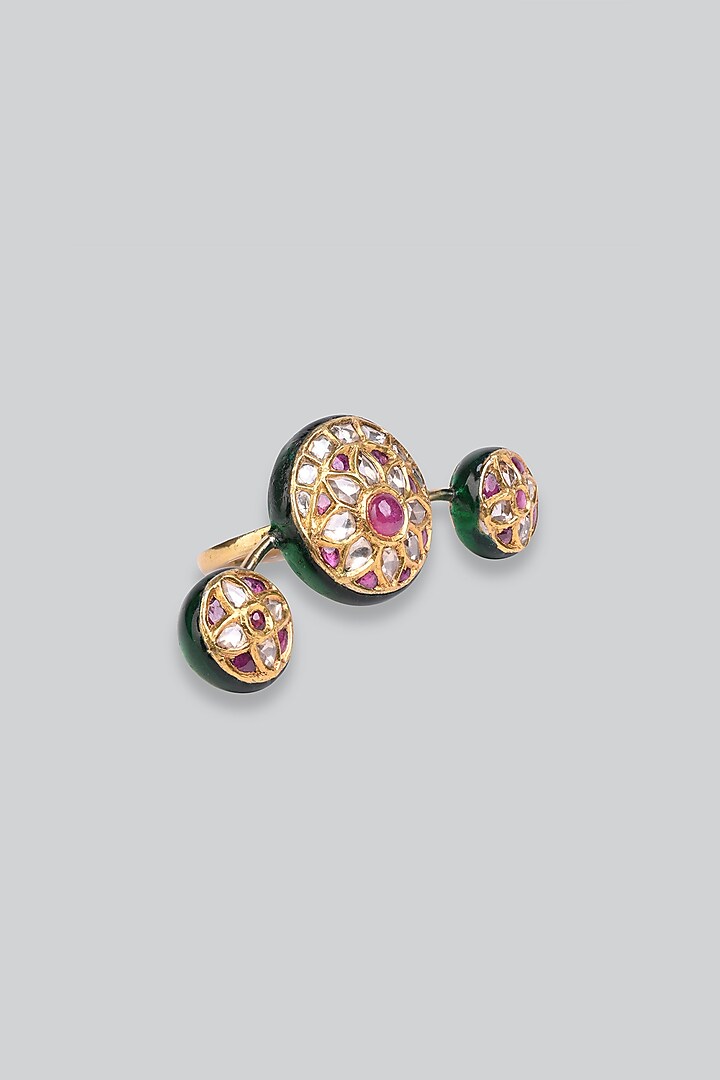 14kt Yellow Gold 24kt Natural Ruby & Polki Ring by UNCUT, by Aditi Amin at Pernia's Pop Up Shop