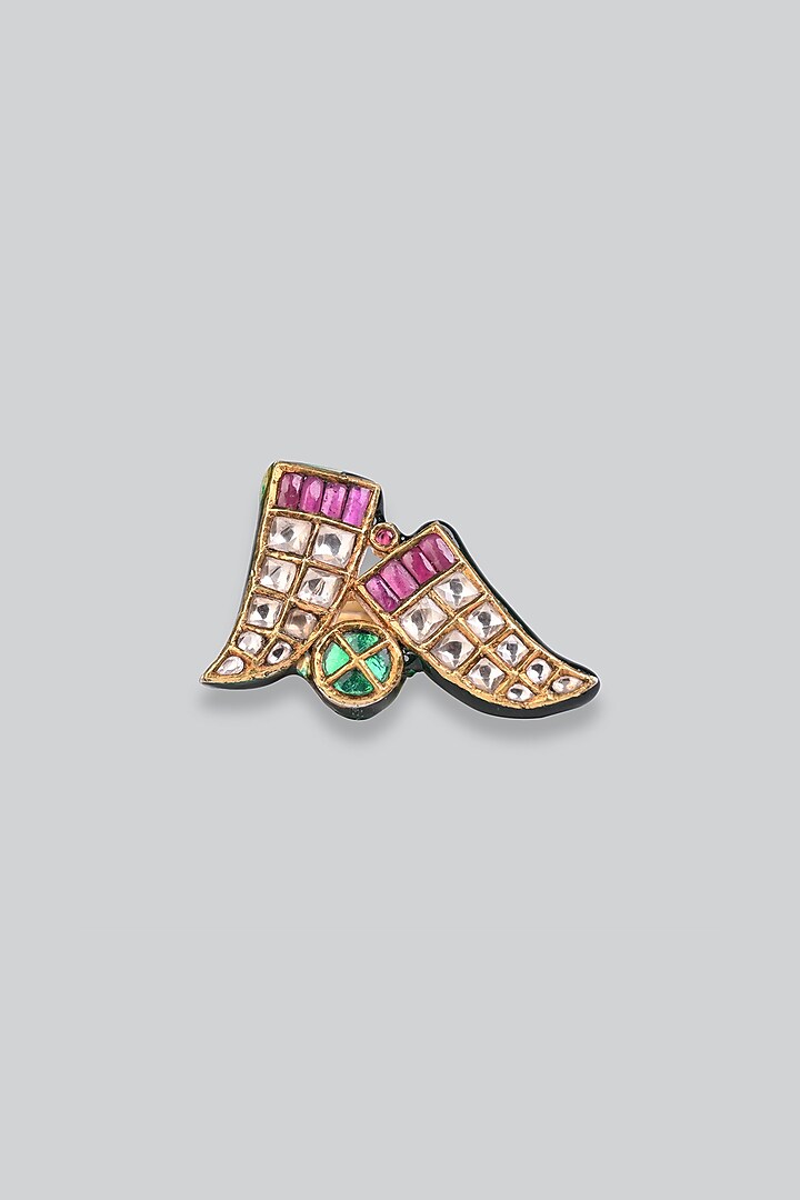 14kt Yellow Gold 24kt Natural Ruby & Emerald Polki Ring by UNCUT, by Aditi Amin at Pernia's Pop Up Shop