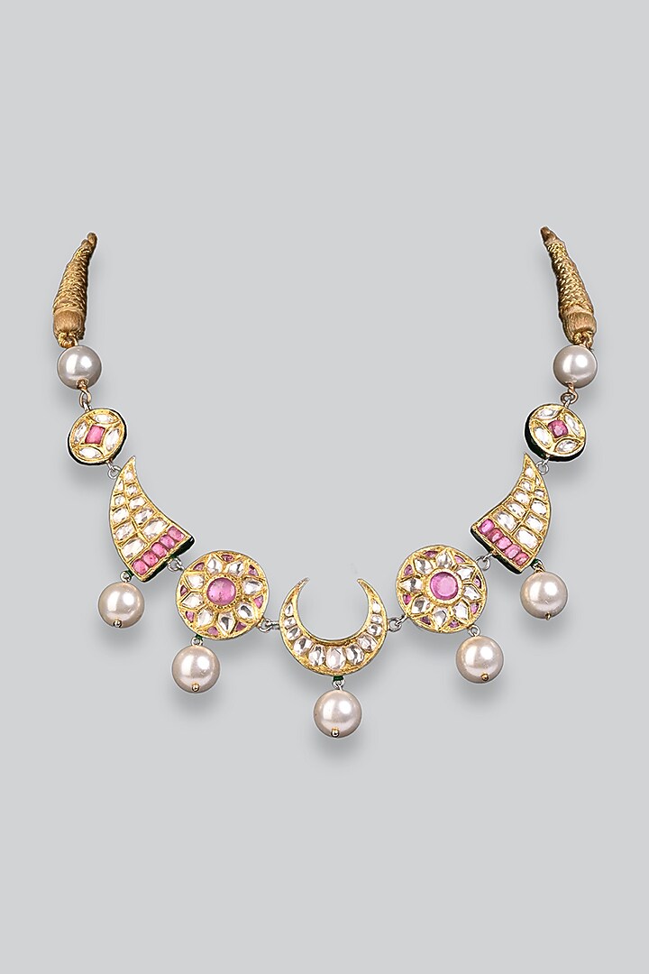 14kt Yellow Gold 24kt Natural Polki Diamond & Natural Ruby Choker Necklace by UNCUT, by Aditi Amin at Pernia's Pop Up Shop