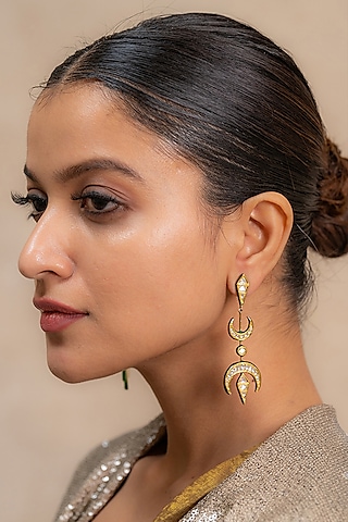 14kt Yellow Gold 24kt Natural Polki Diamond Dangler Earrings by UNCUT, by Aditi Amin