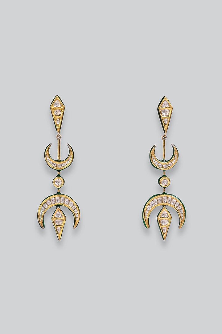 14kt Yellow Gold 24kt Natural Polki Diamond Dangler Earrings by UNCUT, by Aditi Amin at Pernia's Pop Up Shop