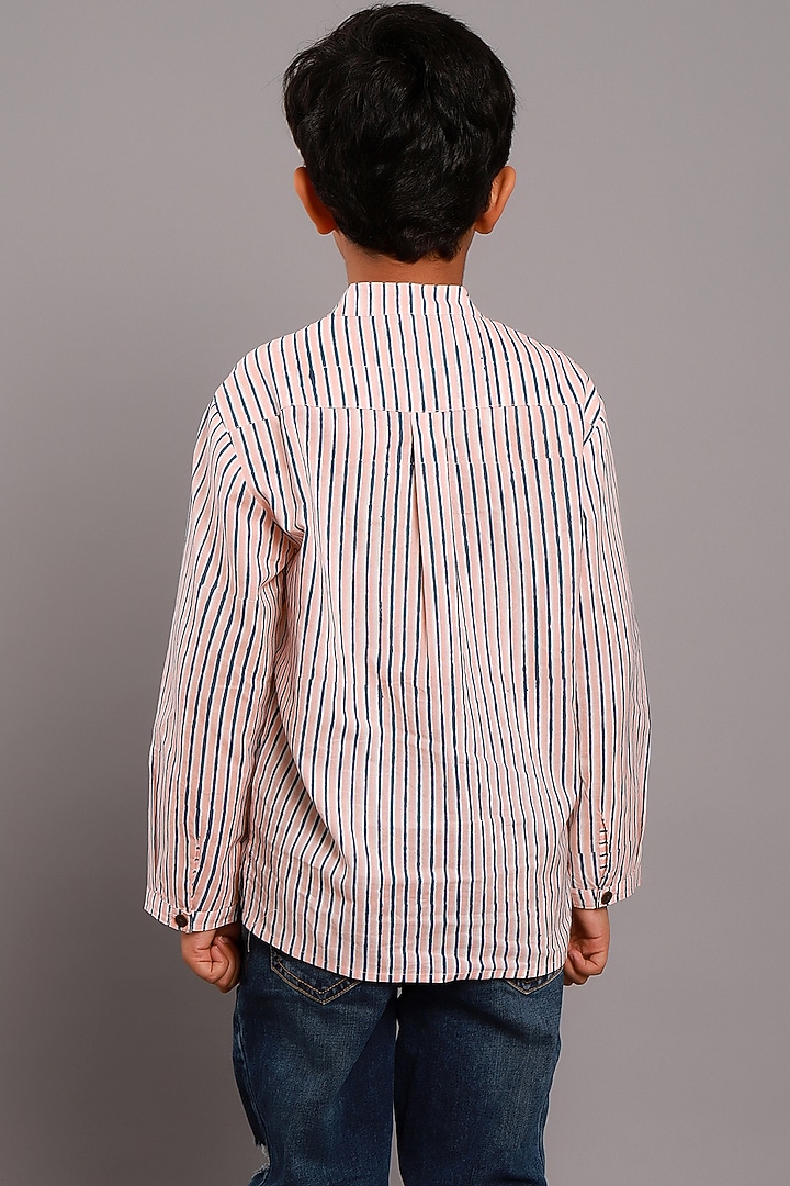 Dull Pink Cotton Block Printed Shirt For Boys by My Litte Lambs at Pernia's Pop Up Shop