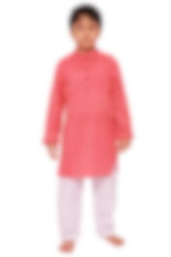 Coral Dobby Cotton Kurta Set For Boys by My Litte Lambs