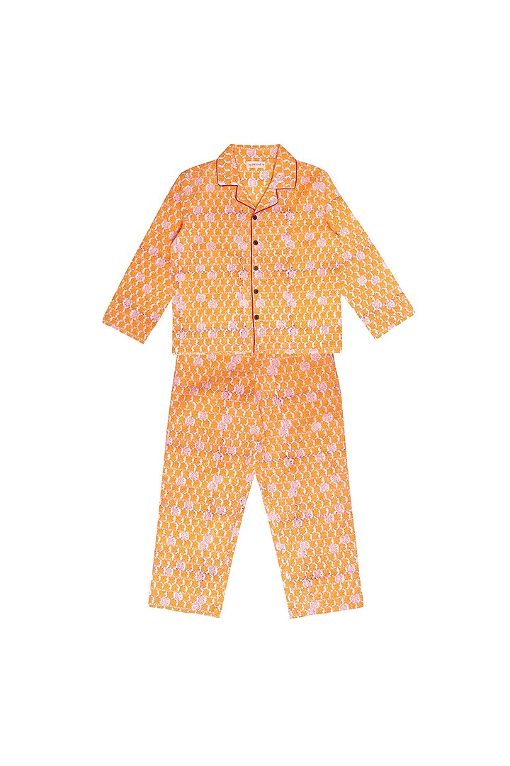 Yellow Block Printed Pant Set by My Litte Lambs at Pernia's Pop Up Shop