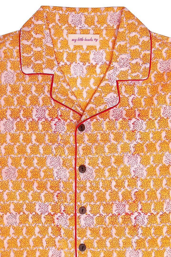Yellow Block Printed Pant Set by My Litte Lambs at Pernia's Pop Up Shop