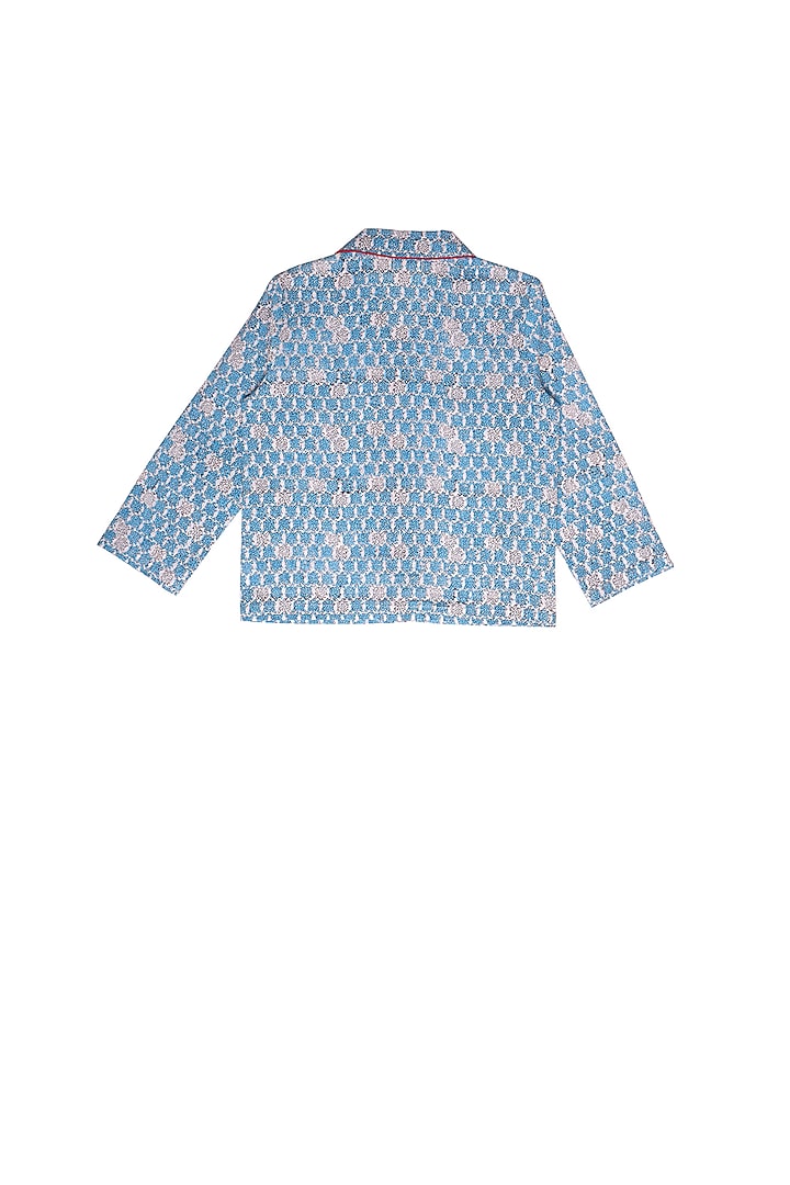 Powder Blue Block Printed Pant Set by My Litte Lambs at Pernia's Pop Up Shop