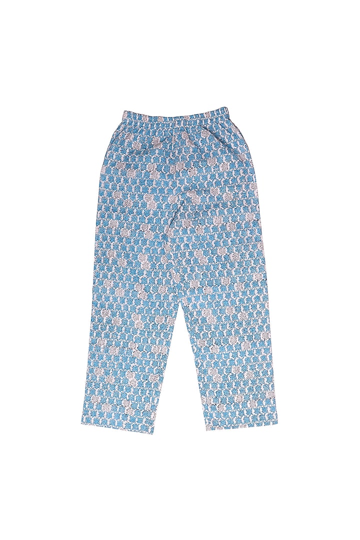 Powder Blue Block Printed Pant Set by My Litte Lambs at Pernia's Pop Up Shop
