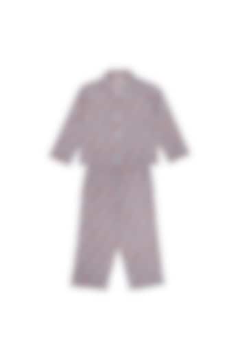 Dull Blue Block Printed Pant Set by My Litte Lambs at Pernia's Pop Up Shop