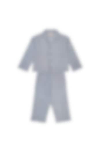 Blue Cotton Block Printed Pant Set by My Litte Lambs at Pernia's Pop Up Shop