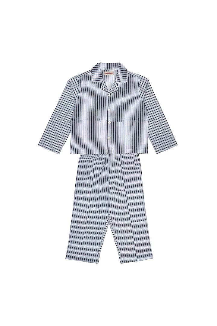 Blue Cotton Block Printed Pant Set by My Litte Lambs at Pernia's Pop Up Shop