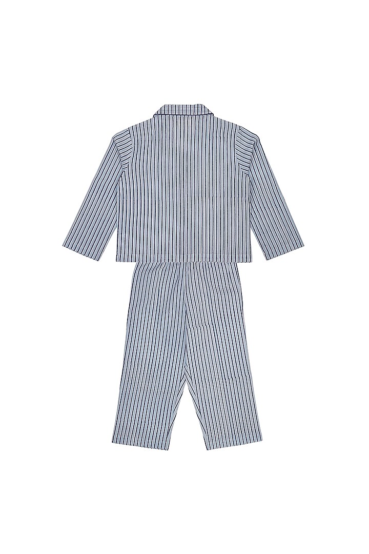Blue Cotton Block Printed Pant Set by My Litte Lambs at Pernia's Pop Up Shop
