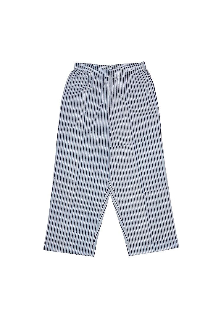 Blue Cotton Block Printed Pant Set by My Litte Lambs at Pernia's Pop Up Shop