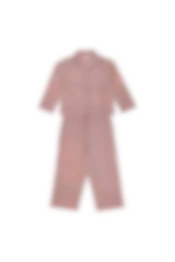 Pink Cotton Block Printed Pant Set by My Litte Lambs at Pernia's Pop Up Shop