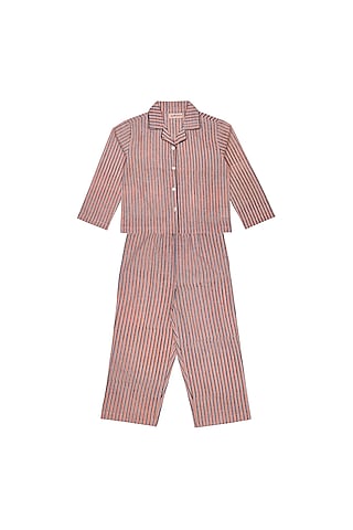 Pink Cotton Block Printed Pant Set by My Litte Lambs