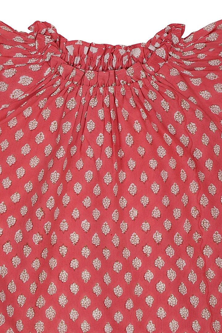 Coral Block Printed Pant Set For Girls by My Litte Lambs at Pernia's Pop Up Shop