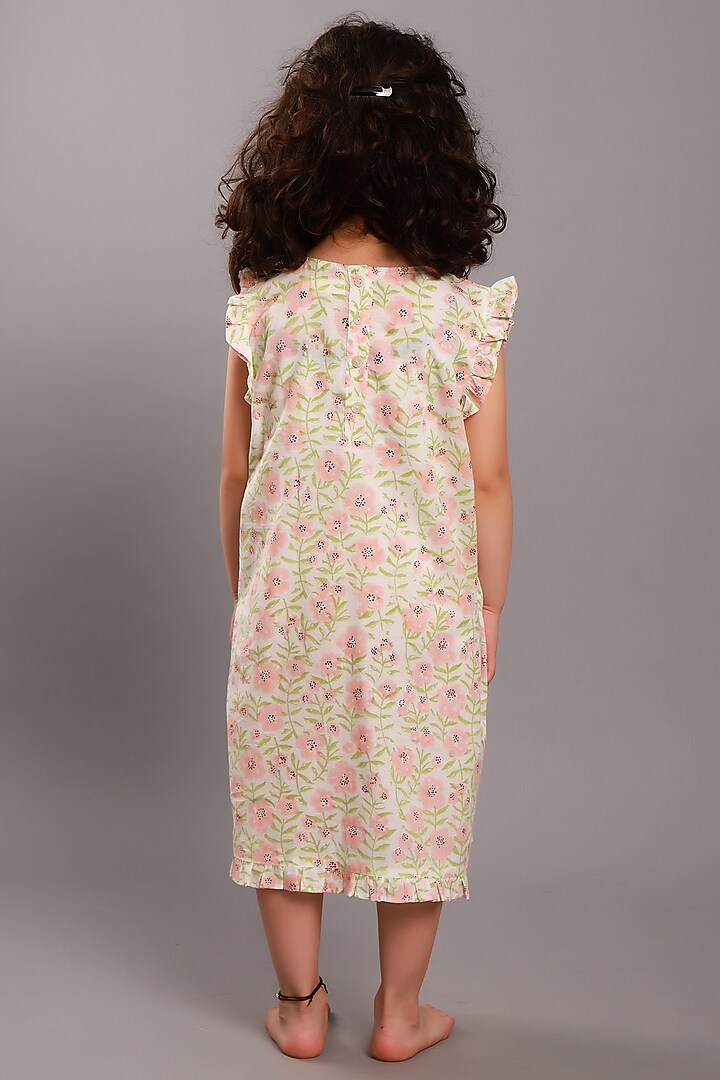 Pale Pink Block Printed Maxi Dress For Girls by My Litte Lambs at Pernia's Pop Up Shop