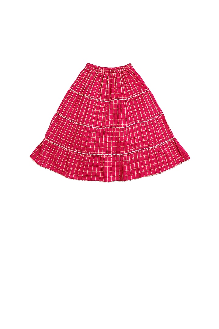 Fuchsia Cotton Dyed Lehenga Set For Girls by My Litte Lambs at Pernia's Pop Up Shop